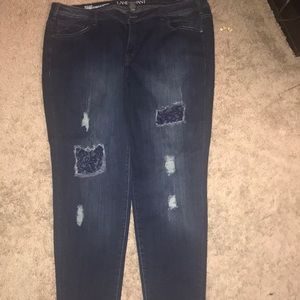Lane Bryant mid rise super skinny jeans with lace